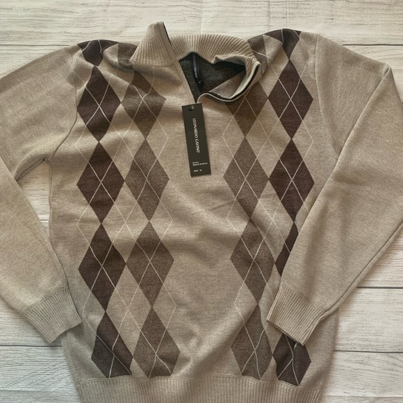 Leonardo Gavino Brown Argyle Sweater in size XL - Picture 2 of 6